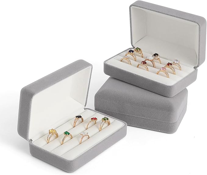 Small Ring Organizer Box. Ring Box for Multiple Rings, Travel Ring Jewelry Storage Case. Portable Ring Display Holder for Women (small grey) - Image 4