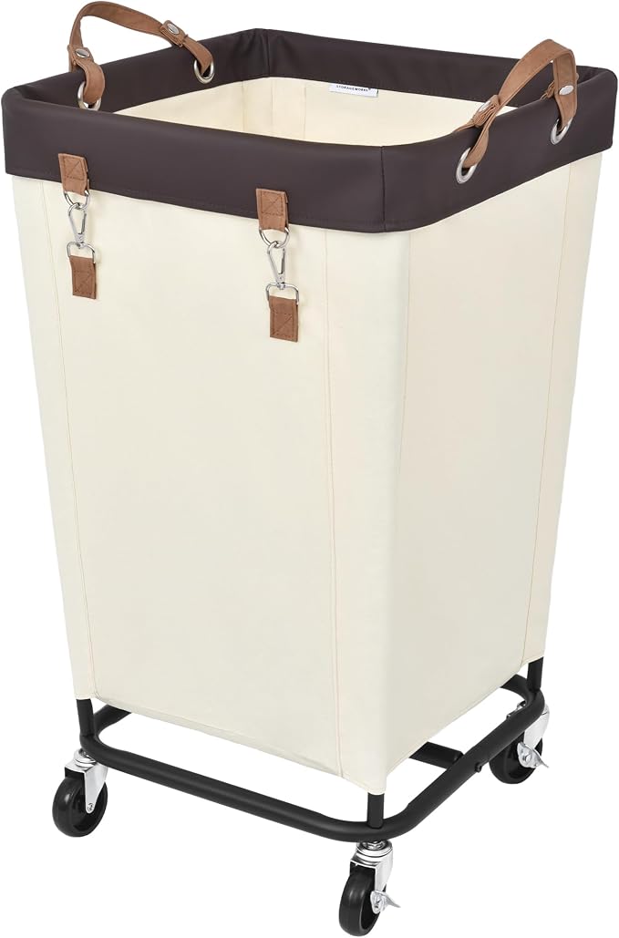 StorageWorks 160L Laundry Basket with Wheels, Large Rolling Hampers for Clothing Organizer, Dirty Clothes Basket for Hotel, Home, Closet, Dorm, Beige by StorageWorks