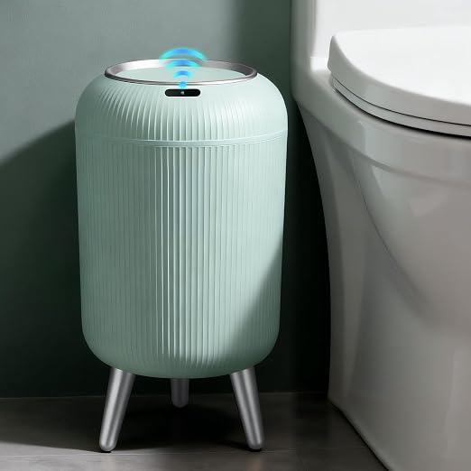 Automatic Motion Sensor Bathroom Trash Can Touchless,3 Gallon/11L Smart Garbage Bin,Mini Trash Can with Removable Legs for Toilet,Kitchen,Bedroom,Office,Smart Plastic Electric Garbage Cans-Blue by Onlcuk