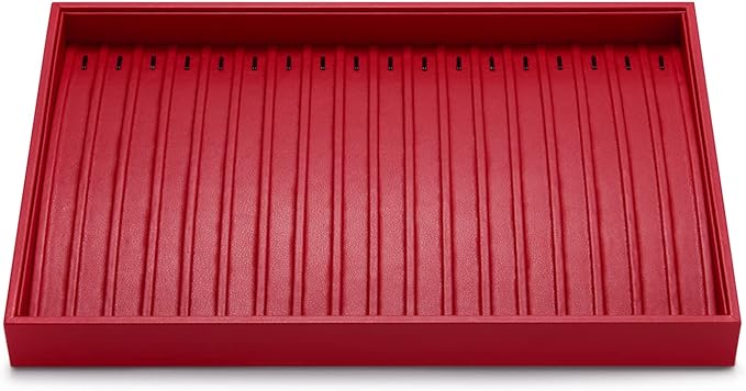 Oirlv Gorgeous Red Leather Jewelry Tray Necklace Bracelet Long Chain Storage Stackable Necklace Trays Jewelry Drawer Organizer by Oirlv