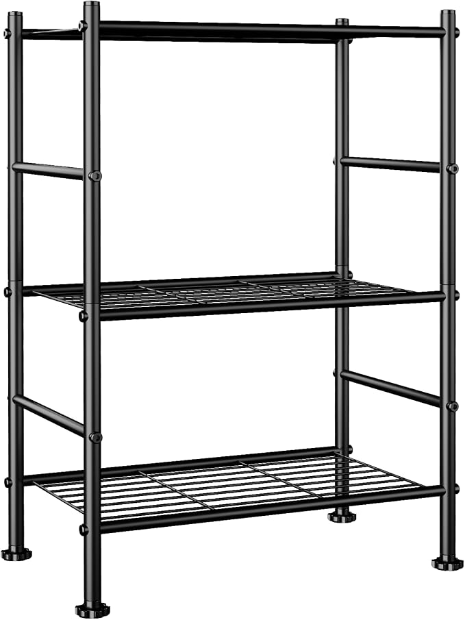 Abiglifty Storage Shelves, 3-Tier Metal Shelving, Wire Shelving with Adjustable Leveling Feet, Shelf Organizer for Bathroom, Closet, Garage by ABIGLIFTY