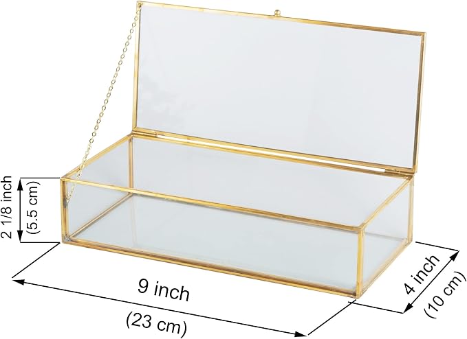 Vintage Glass Keepsake Box, Rectangle Jewelry Display Organizer Box Vanity Lidded Box Home Decor Accent Decorative Box for Storage Trinket Rings Bracelet - Image 6