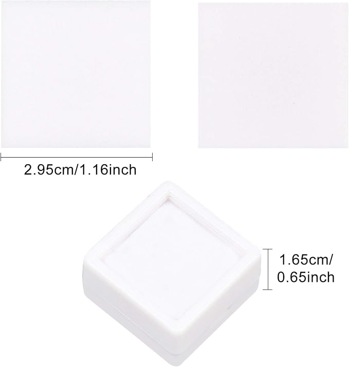 BENECREAT 36PCS White Gemstone Display Box Mini Square Acrylic Jewelry Box Container 1.2x1.2x0.6 with Clear Top Lids and Sponge for Festival Gems,Jewelry Packing - Image 2