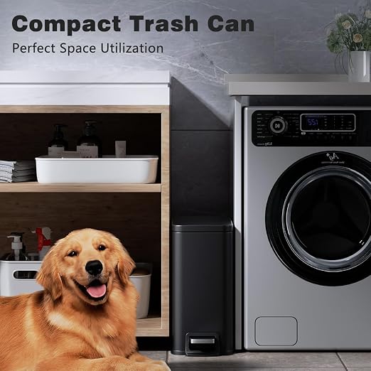 Slim Bathroom Trash Can with Lid Soft Close, 1.6 Gallon Stainless Steel Garbage Can with Removable Inner Bucket, Durable Step Pedal, Small Trash Bins for Toilet, Bedroom, Kitchen, Office - Image 6