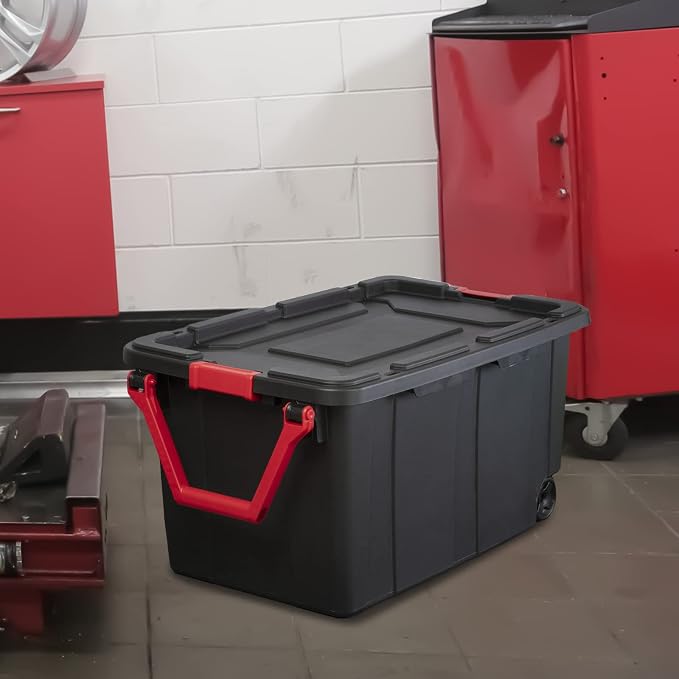 Storage Bins 40 Gallon Heavy-Duty Plastic Storage Bins, 2 Pack Container Totes with Durable Lid and Secure Latching Buckles, Stackable, Tough Storage Containers for Garage and Metal Rack Organizing - Image 3