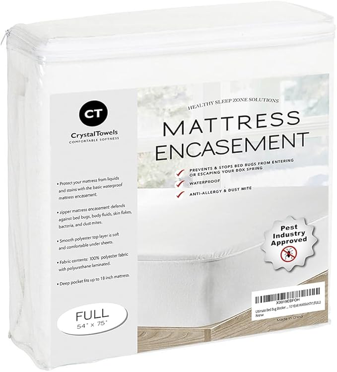 Waterproof Mattress Protector Full Size - 6-Sided Zippered Mattress Encasement, Breathable Fabric Cover, Machine Washable, Fits Full Mattress 54 x 75 Inches, Up to 16" Deep