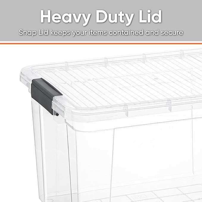 Superio Small Clear Storage Boxes with Lids, 4.75 Quart Plastic Container Bins for Organizing, Stackable Crates, BPA Free, Non Toxic, Odor Free, Organizers for Home, Office and Dorm, 5 Pack