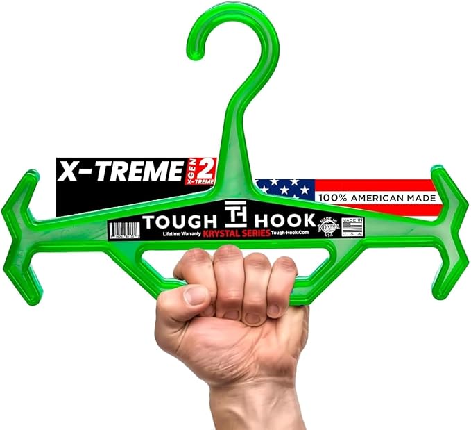 Original Xtreme KRYSTAL Translucent Heavy Duty Clear Hangers | American Made |Anti-Slip Tactical Hanger for Police Gear,Scuba Gear & Dive BCD,ABS Resin 200-lb Capacity Wetsuit Hanger Tough Hook-1 Pack by ToughHook
