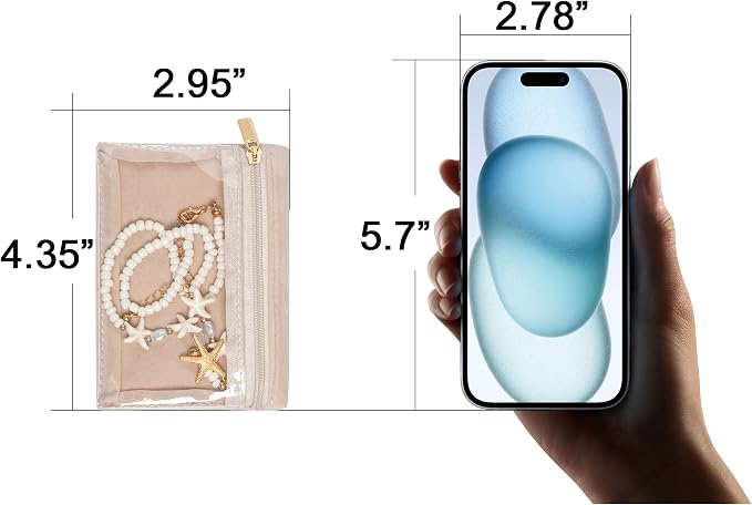 Frebeauty Travel Jewelry Organizer, 6 Pcs Velvet Jewelry Pouch Bag with Zipper Pocket, Visualization Design for Rings, Earrings, Necklace - Image 4