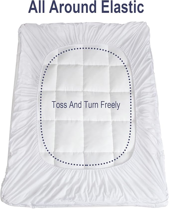 HYPREST Extra Thick Mattress Topper Queen, Pillow Top Mattress Topper Overfilled 1300 GSM Down Alternative for Back Pain, Cotton Super Soft Quilted Cooling Mattress Pad 8-24" Deep Pocket