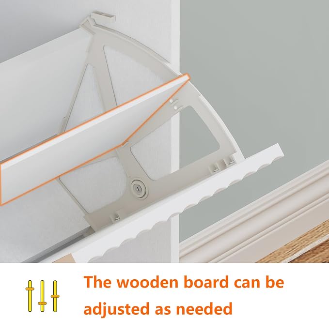 Shoe Cabinet Storage,Modern Freestanding Organizer with 3 Flip Drawers,Narrow Shoe Rack Cabinet for Entryway,White - Image 4