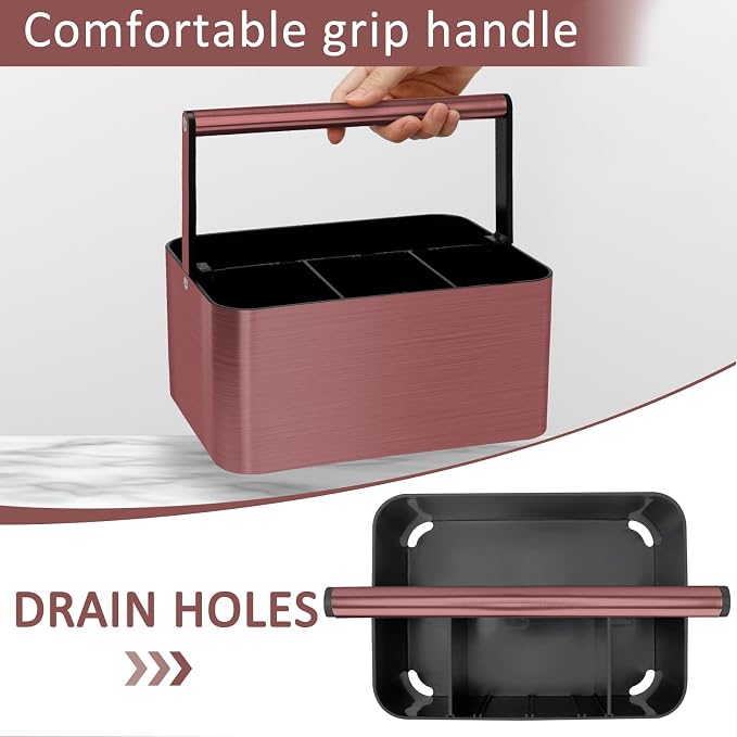 BYUNER Shower Caddy Portable for College Dorm Room Essential, Bathroom Caddy Organizer with Handle and Adjustable Dividers, Shower Storage Tote, Plastic Shower Basket Bin for Shampoo Toiletry - Image 3