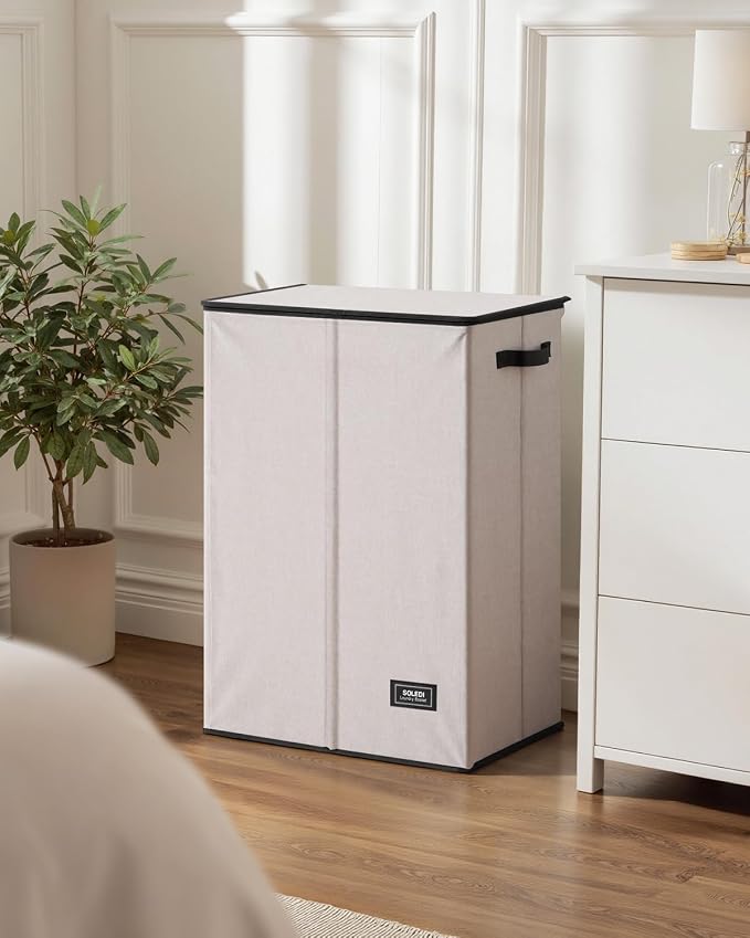 SOLEDI Laundry Hamper with Lid 130L Large & Tall Collapsible Laundry Basket, Clothes Hamper with Bag Removable Easy to Carry, Dirty Hampers for Bedroom, Bathroom, Dorm, College, Light taupe - Image 8