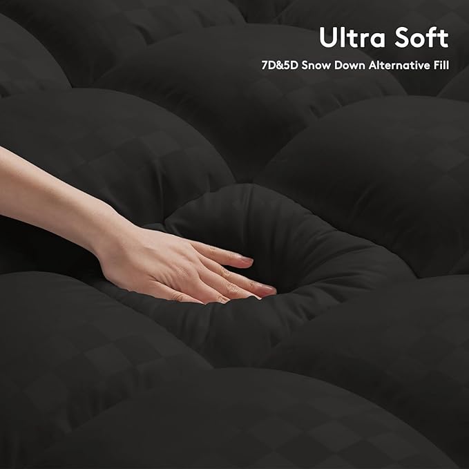 Mattress Topper King,Extra Thick Mattress Pad Cover for Back Pain,Cooling Mattress Protector with 8-21 Inch Deep Pocket,Overfilled Down Alternative Filling,Black