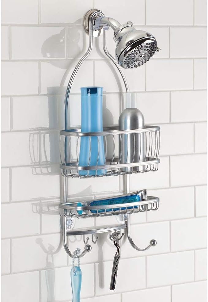 iDesign Metal Extra-Wide Hanging Shower Caddy, The York Collection – 10" x 4" x 22", Silver - Image 3