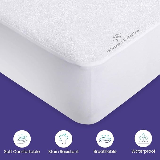 Flex Head King Waterproof Mattress Protector for Sleep Number Adjustable Beds, 100% Terry Cotton, Fitted Style 34" Half Split Mattress Cover, Fits Upto 18 Inch Deep Pocket, 78" x 80, White
