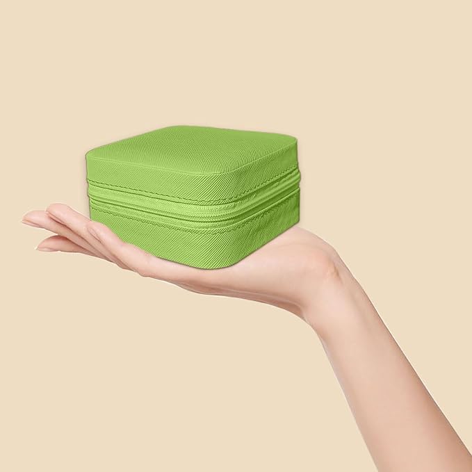 Small Travel Jewelry Box, Portable Mini Jewelry Leather Box Jewelry Ring Organizer Case Storage Holder Gift Boxes for Girls Women, Avocado green - Image 6