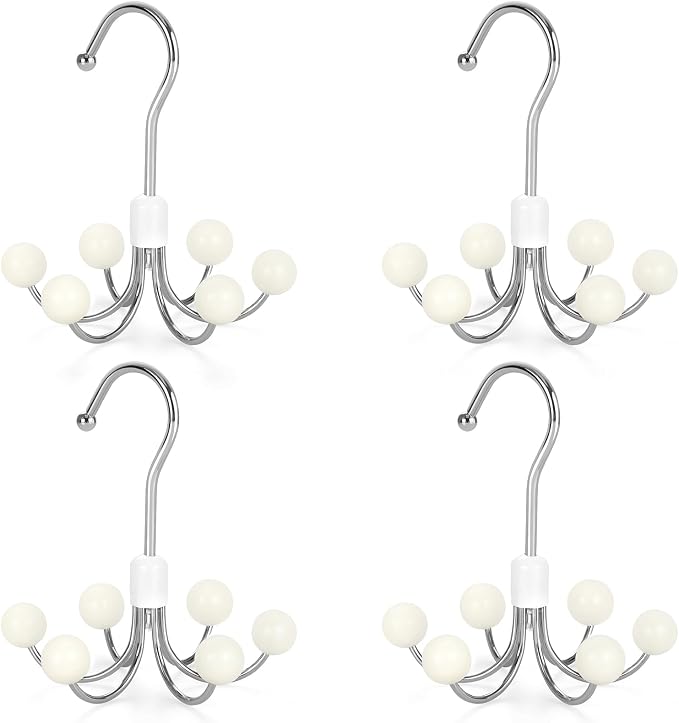 TOPIA HANGER Hoodie Hangers 4-Pack with 6 Wood Balls, 360°Swivel Purse Hanger, Scarf Hanger, Closet Hooks, Handbag Organizer, Bra Hanger, Accessory Organizers for Scarf, Tanktop, Hat, Hoodie CT57W - Image 7