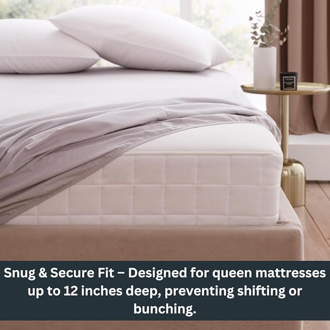 Zippered Waterproof Mattress Protector – 6-Sided Encasement, Bed Bug & Dust Mite Proof, 12” Deep Cover for Full Protection (Queen)