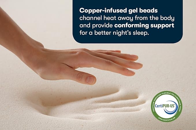 Serta CopperGel Cooling, Pressure-Relieving Memory Foam Mattress Topper, 2 Inch, Full