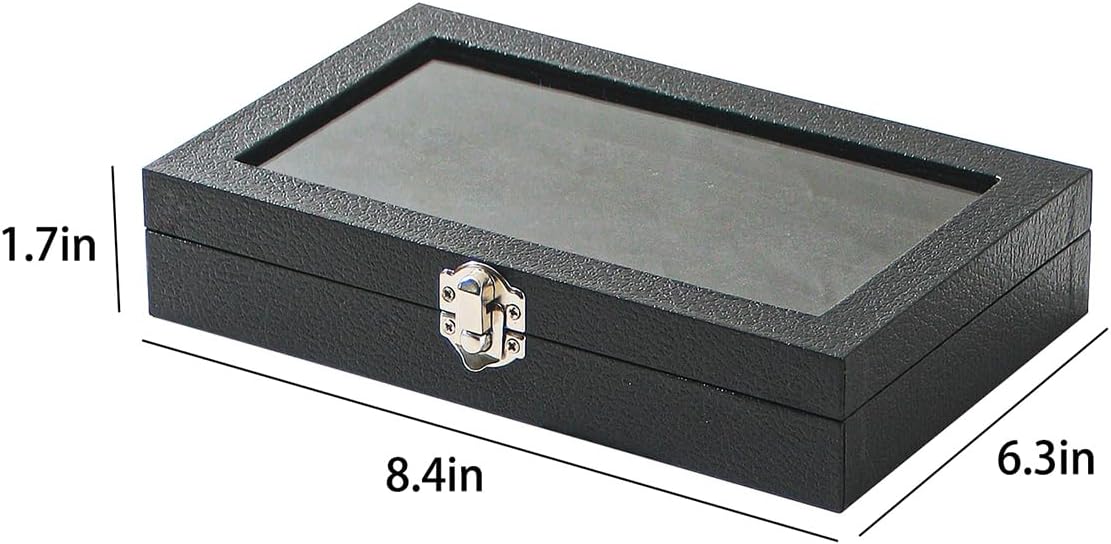 Ring Holder Organizer Box,Jewelry Ring Display Case, Earring Necklace Storage Tray With Top Glass Lid (Black, 30 Slots Ring) - Image 6