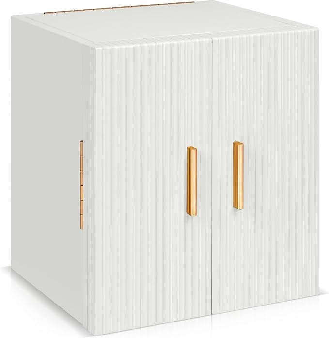Dajasan Large Jewelry Box Organizer, Jewelry Storage Organizer with 3 Drawers, Huge Jewelry Box with Mirror for Women Girls, Double Door, Textured PU Leather, Gift Idea, Stylish (White + Gold) by DAJASAN