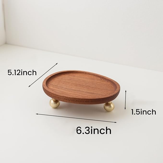 Wooden Jewelry Display Tray, Mothers Day Gifts Presentation Tray, Organizer for Rings, Necklaces, Earrings, Catchall Holder, Trinket Dish, Key Tray (Oval) - Image 3