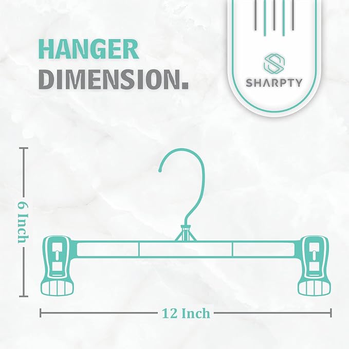 Sharpty Pant & Skirt Hangers - Closet Hangers for Shorts, Shirts, Jeans, Dresses, Slacks, Coats, Clothes, Clothing, Garments & More - Durable, Space Saving & Non-Slip, Black - 10 Pack - Image 2
