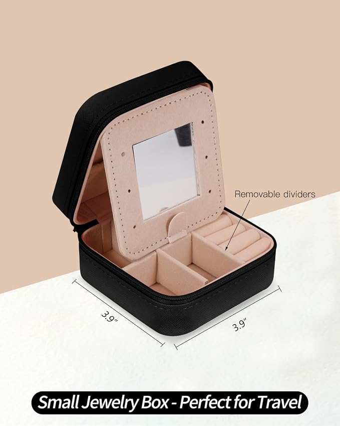 Uygafly Monogrammed Gifts for Women - Jewelry Case for Women Trendy Jewelry Box Fashion Cute Jewelry Organizers and Storage Aesthetic,Travel Essentials Birthday Gifts for Girls Women | Black,H - Image 5