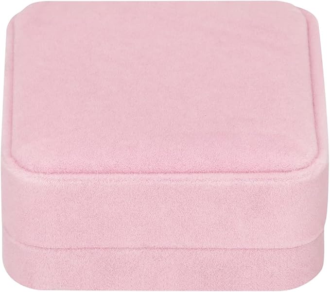 LETURE 4 Pieces Classic Velvet Bracelet Bangle Pendant Necklace Gift Box, Travel Jewelry Box Display Storage Case for Gift, Wedding, Engagement, Proposal, Birthday (4PCS Bracelet-PINK) - Image 4