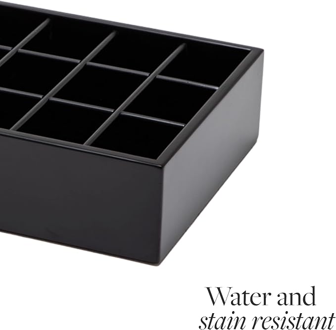 GOBAM Bamboo Closet Drawer Organizer, 15 Compartments - Drawer Divider & Storage Box for Ties, Bras, Briefs, Socks & Jewelry - Storage Organizer for Dressing Room & Bedroom - Black - Image 9