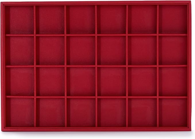 Oirlv Gorgeous Red Leather 24 Gird Jewelry Tray Stackable Jewelry Drawer Organizer Rings Earrings Organizer Storage - Image 6