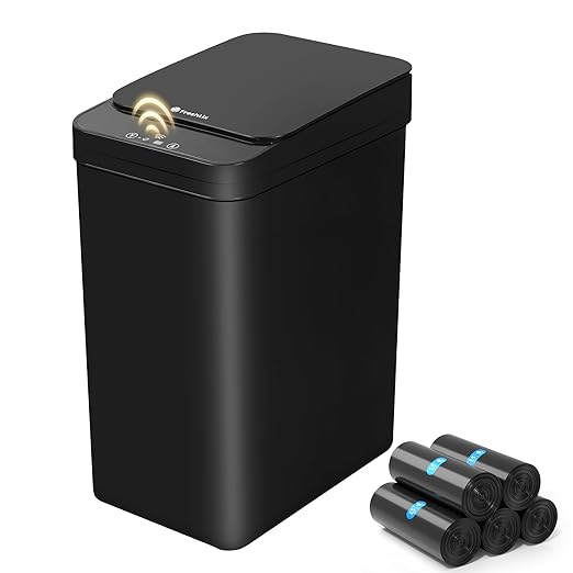 FRESHLIX Bathroom Trash Can, 2.6 Gallon Automatic Motion Sensor Touchless Garbage Can, Waterproof Trash Bin with Lid, Narrow Small Waste Bin for Kitchen, Office, Bedroom, Black by FocusOnDailynecessities