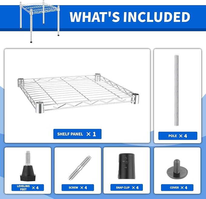 Simple Deluxe 1-Tier Shelving Unit, 15" W x 15" D x 13.8" H Wire Metal Storage Rack, Chrome - Image 7