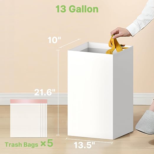 Magicheap 4 Pack Extra Large Disposable Trash Cans, Reusable Portable Garbage Can, 13 Gallon (21.6" H x 13.5" W x 10" D), Extra Thick Recycled Cardboard Portable Garbage Can and Recycling Bins,White - Image 2