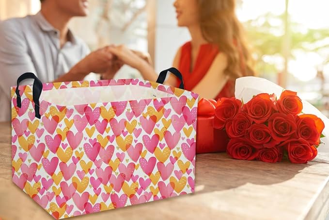 Rectangular Valentine's Day Baskets,Heart Basket,Pink Girls Basket Kids Storage Bin Love Room Decor for Home.(Shining Love) - Image 7