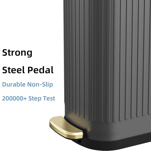 KSSKSS 2.6 Gallon Slim Bathroom Trash Can with Soft Close Lid, 10L Stainless Steel Garbage Can with Removable Liner Bucket, for Narrow Spaces, Bathroom, Bedroom (Gray) - Image 7