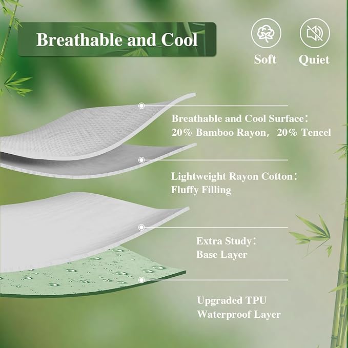 California King Mattress Protector, Waterproof Mattress Pad Washable Rayon Mattress Cover Breathable Noiseless Bed Protector 3D Patterns 5" - 21'' Elastic Fitted Deep Pocket(Light Grey)