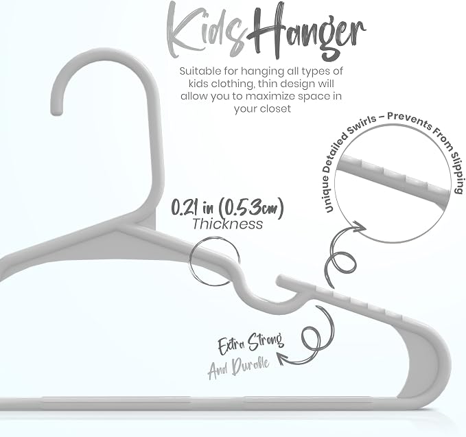 Utopia Home 20 Pack Kids Hangers - 11.5 Inch Plastic Baby Hangers for Closet - Childrens Hanger for Clothes & Infant Hanger for Closet - for Everyday Standard Use (Gray) - Image 2