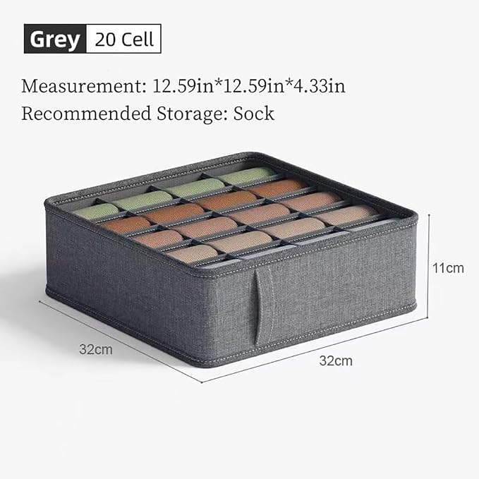 3 Pack Closet Underwear Organizer Storage Box, Drawer Fabric Foldable Cabinet Closet Storage Boxes for Storing Socks, Underwear, Ties, Belts (Dark Grey) - Image 2