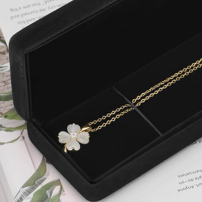KUKUVR 2 Pieces Metal Velvet Necklace Bracelet Gift Box, Soft Lining Bracelet Pendant Long Chain Organizer Holder Display Case for Wedding Engagement Birthday Anniversary (Black) - Image 4