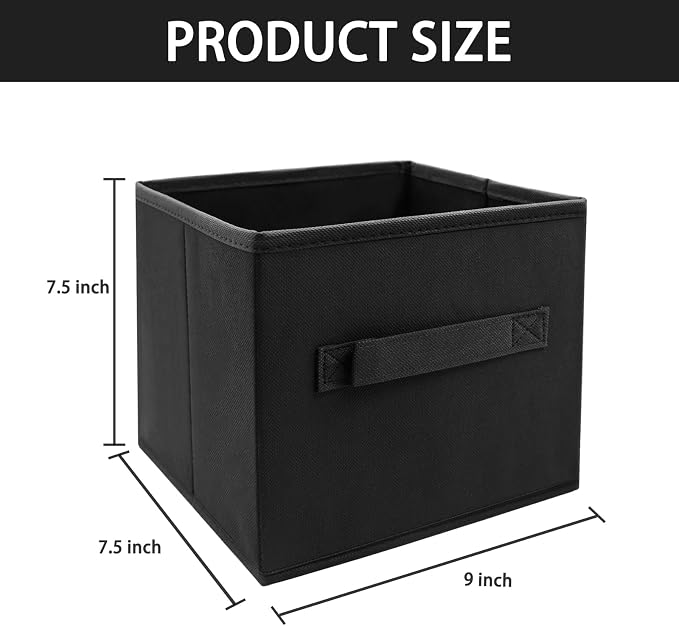 EBIGIC Kids Storage Bins 9.0"x7.5"x7.5" Small Size Fabirc Foldable Closet Toy Organizer Collapsible Cloth Black - Image 2