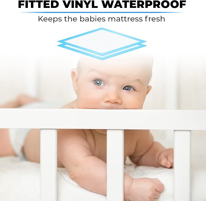 Bistras Deluxe Waterproof Zippered Crib Mattress Cover, 28" x 52", Standard Size, Vinyl, Keeps Mattress Fresh & Clean, Machine Washable