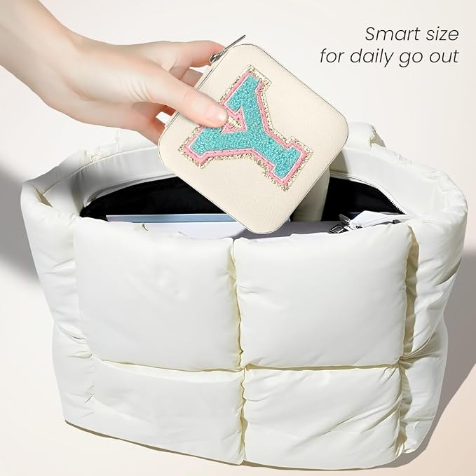 SANDJEST Personalized Jewelry Box, White Travel Jewelry Box with Initial Y, Small Monogrammed Jewelry Case Organizer for Girls Women Teen Kids, Mini Travel Essentials Gifts for Birthday Christmas - Image 5