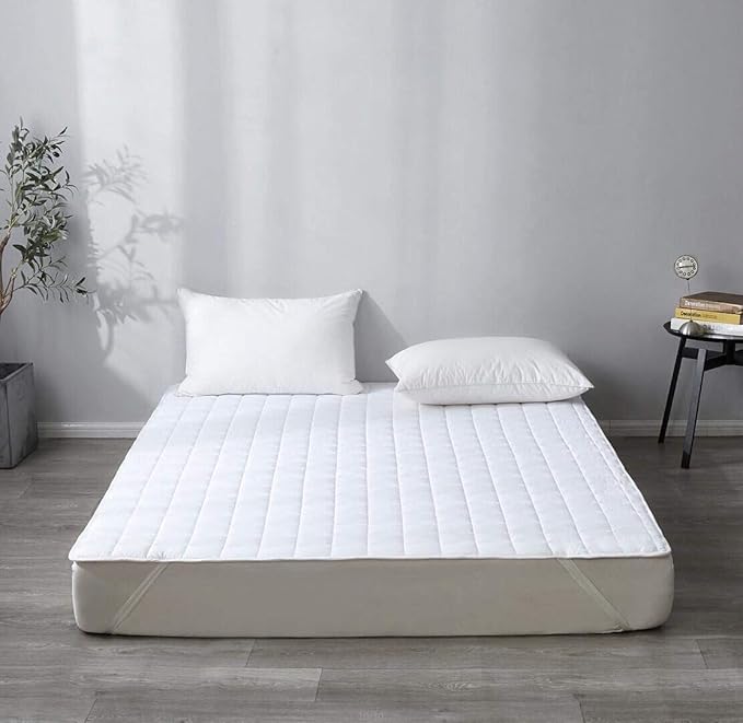 Twin Size Microfiber Mattress Pad ProtectorTopper,Breathable Cover with Elastic Straps (8"-18" Fitted Deep Pocket) White Color