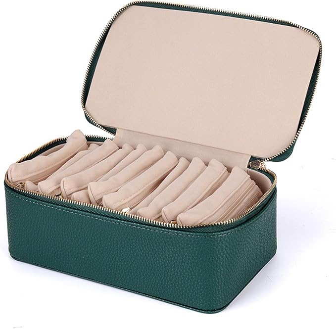 NCONCO Travel Jewelry Box, Portable PU Leather Travel Jewelry Organizer with 12pcs Velvet Bags Compact & Lightweight Travel Jewelry Case for Necklaces Rings Earrings Sorting Storage by NCONCO