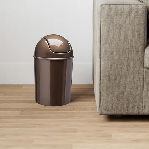 Umbra 1.25 Gallon Mini Waste Can with Removable Swing-Top Lid - Small Garbage Bin for Kitchen, Bathroom, Bedroom, Office - Compact Trash Can Fit Under Tables & Counters - Bronze - Image 2