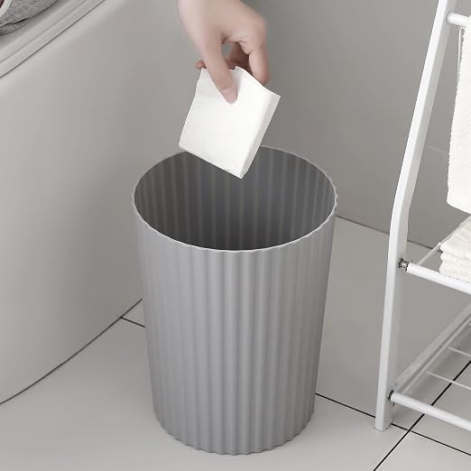 JiatuA Small Trash Can Plastic Wastebasket Round Garbage Container Bin for Bathroom, Kitchen, Bedroom, Home Office, College Dorm, Grey - Image 3
