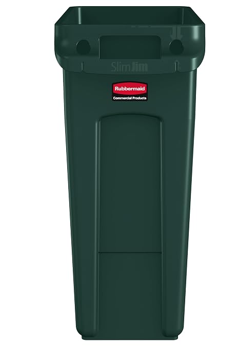 Rubbermaid Commercial Products Slim Jim Trash/Garbage Can with Venting Channels, 16-Gallon, Green, for Kitchen/Office/Workspace - Image 2