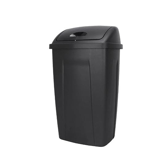 13-Gallon Black Plastic Kitchen Trash Can with Swing Top Lid by Unknown